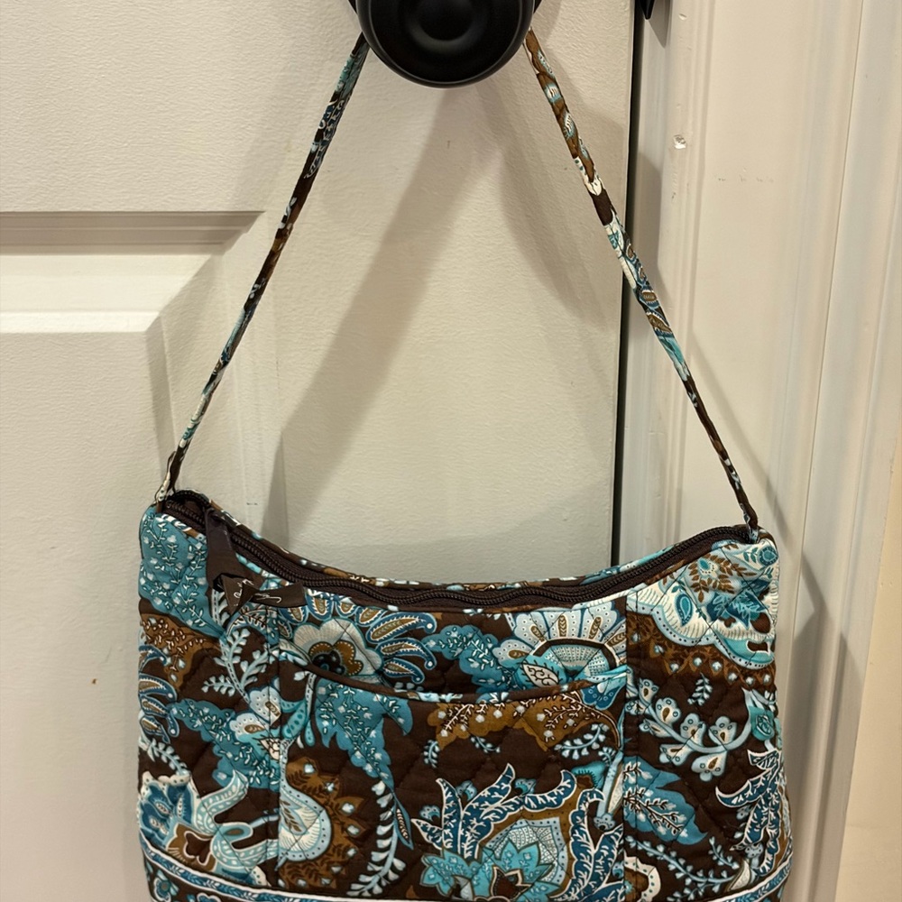 Vera Bradley Quilted Floral-Print Shoulder Bag in Teal and Brown - Picture 2 of 12